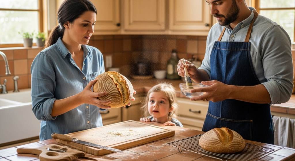 Home baker kneading bread dough in Phoenix dry climate