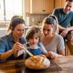 Phoenix family cooling homemade bread on a wire rack