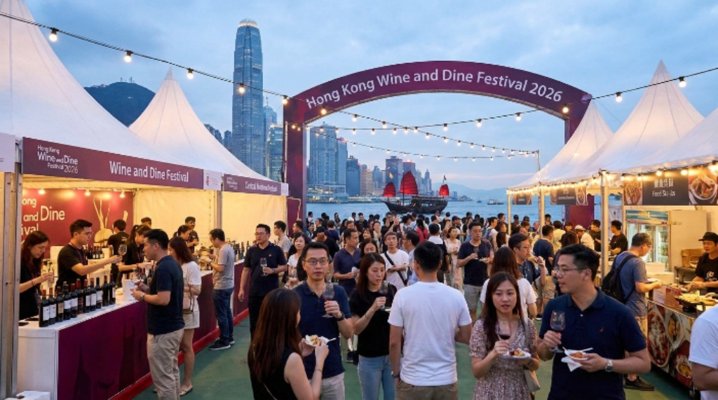 Hong Kong Wine and Dine Festival 2026 at Central Harbourfront with harbour view