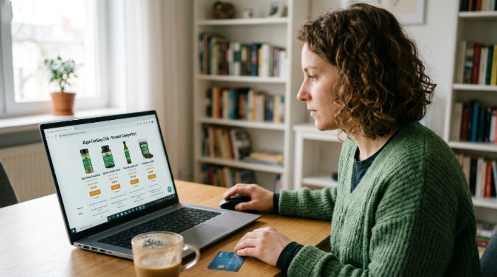 Shopper comparing Algae Cooking Club products online before making a purchase