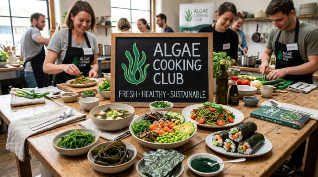 Fresh algae ingredients and healthy dishes featured by Algae Cooking Club